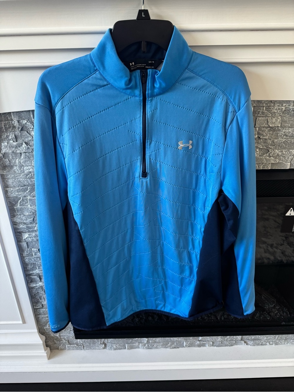 Under Armour Men's Blue Reactor Hybrid Half-Zip Pullover navy side panels Golf